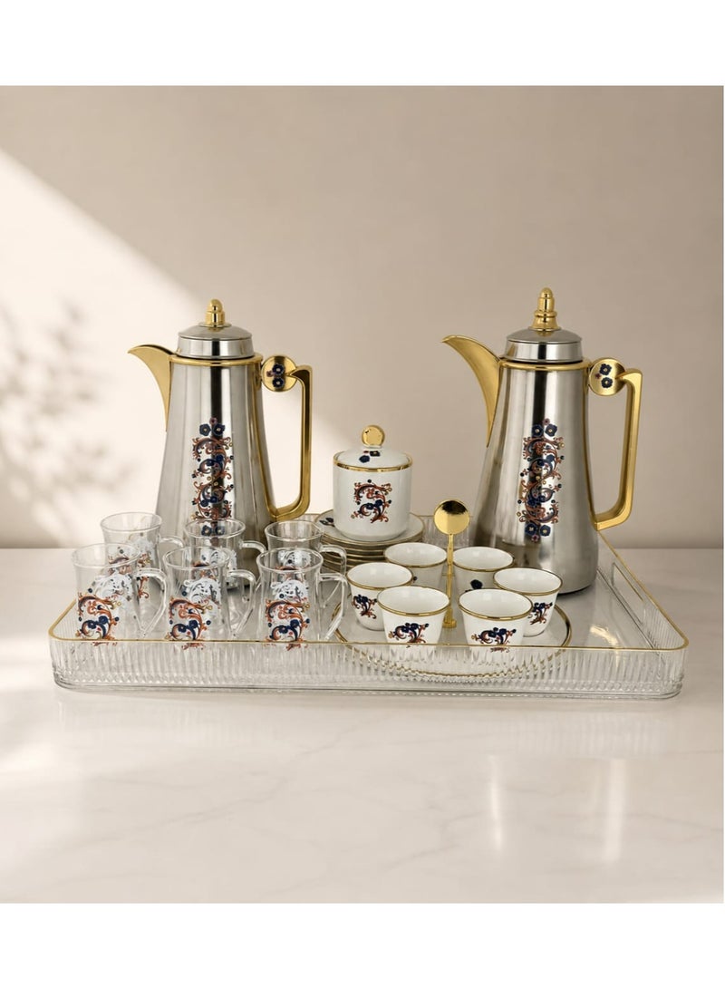 Radin Luxury Porcelain Tea & Coffee Set Arabic Style Cups & Saucers Gift Set - Image 1