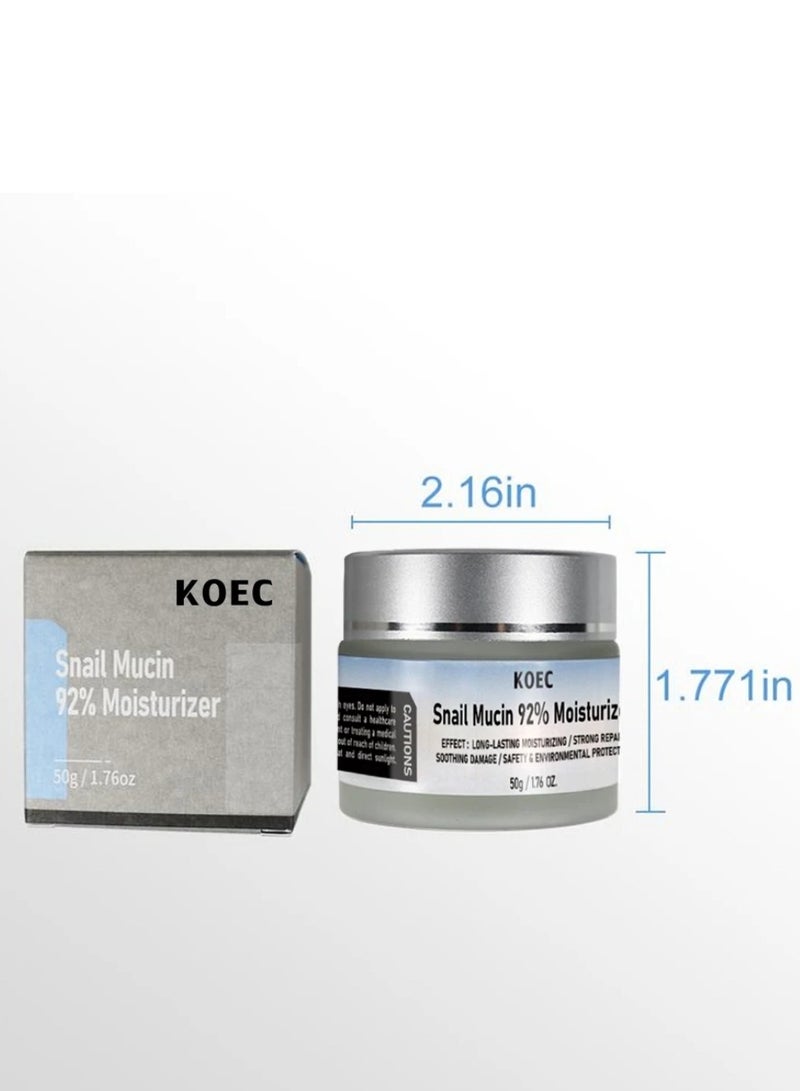 KOEC 2Pcs Set Snail Mucin Moisturizer and Vitamin C Serum for Face Facial Serum with Vitamin E and Hyaluronic Acid Face Moisturizer Hydrating Repair Face Gel Cream Advanced Snail Cream Anti Aging and Wrinkle Facial Serum - Image 3
