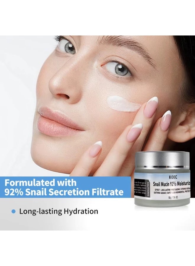 KOEC 2Pcs Set Snail Mucin Moisturizer and Vitamin C Serum for Face Facial Serum with Vitamin E and Hyaluronic Acid Face Moisturizer Hydrating Repair Face Gel Cream Advanced Snail Cream Anti Aging and Wrinkle Facial Serum - Image 4