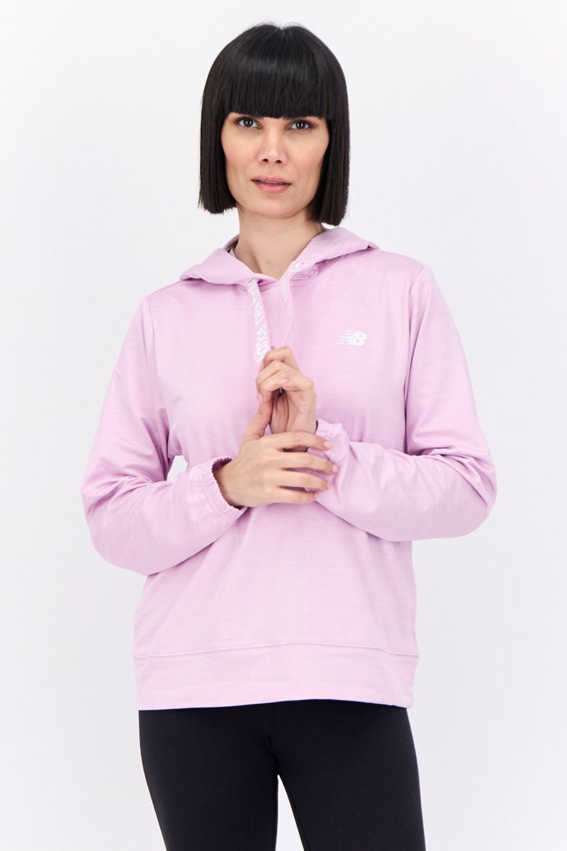 New Balance ملابس رياضية نسائية بأكمام طويلة مناسبة للجري، وردي - Image 1