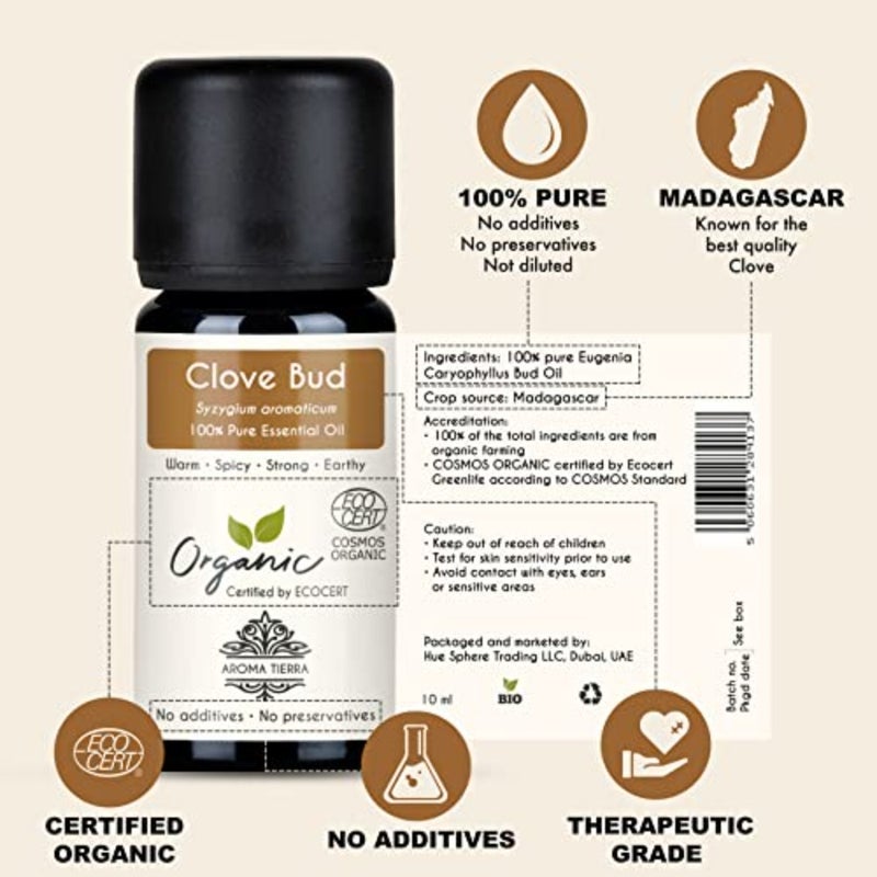 استخدام الناشر والعلاج العطري، زيت برعم القرنفل العضوي العطري، رائحة حارة دافئة، 100 مستخلص طبيعي نقي، للعناية بالفم، صحة اللثة، ومزيج DIY - Image 2