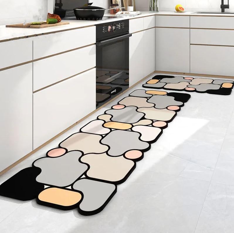 Dratal Kitchen Floor Mats AntiFatigue Comfort Stain Durable Kitchen Floor Mats for Kitchen Long MAT 120 X 40 Short MAT 60 X 40 Beige MAT
