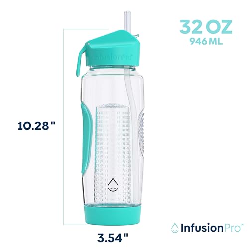Infusion Pro 32 oz Fruit Infuser Water Bottle with Straw Lid : Insulated Sleeve : 50 Recipe Fruit Infusion eBook : Bottom Loading, Large Water Infuser for More Flavor : Unique Gift Idea - Image 3
