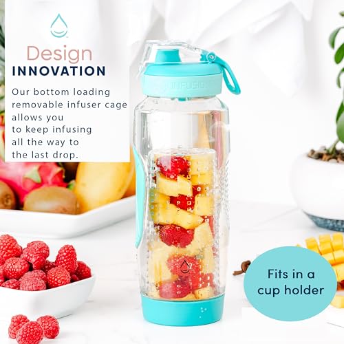 Infusion Pro 32 oz Fruit Infuser Water Bottle with Straw Lid : Insulated Sleeve : 50 Recipe Fruit Infusion eBook : Bottom Loading, Large Water Infuser for More Flavor : Unique Gift Idea - Image 4