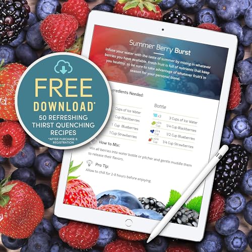 Infusion Pro 32 oz Fruit Infuser Water Bottle with Straw Lid : Insulated Sleeve : 50 Recipe Fruit Infusion eBook : Bottom Loading, Large Water Infuser for More Flavor : Unique Gift Idea - Image 5