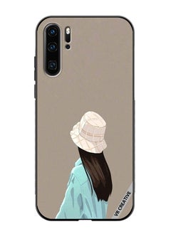 Protective Case Cover For Huawei P30 Pro Brown Hat Girl Design Multicolour