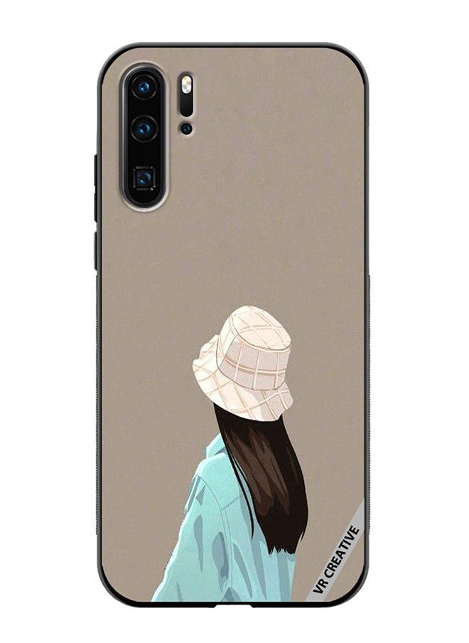 VR CREATIVE - Protective Case Cover For Huawei P30 Pro Brown Hat Girl Design Multicolour - Image 1