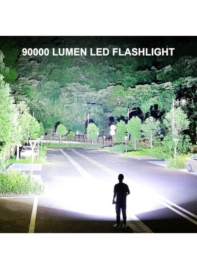 Rechargeable LED Flashlights High Lumens, 90000 Lumens Super Bright Zoomable Waterproof Flashlight with Batteries Included  3 Modes, Powerful Handheld Flashlight for Camping Emergencies - Image 2