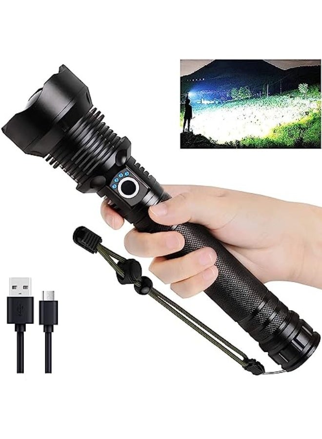 Rechargeable LED Flashlights High Lumens, 90000 Lumens Super Bright Zoomable Waterproof Flashlight with Batteries Included  3 Modes, Powerful Handheld Flashlight for Camping Emergencies - Image 1