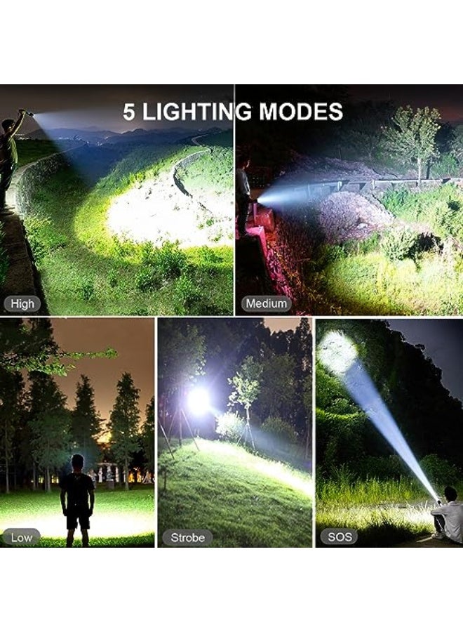Rechargeable LED Flashlights High Lumens, 90000 Lumens Super Bright Zoomable Waterproof Flashlight with Batteries Included  3 Modes, Powerful Handheld Flashlight for Camping Emergencies - Image 4