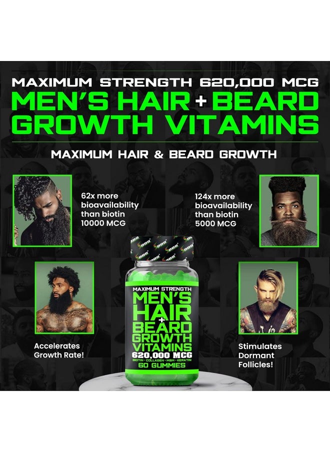 BBS BEST BEARD STUFF - Bbs Beard Growth & Hair Growth Vitamins For Men Maximum Strength 620000Mcg Biotin Collagen Msm Keratin Bamboo Extract Multivitamin Gummies (Made By Best Beard Stuff Usa) - Image 1