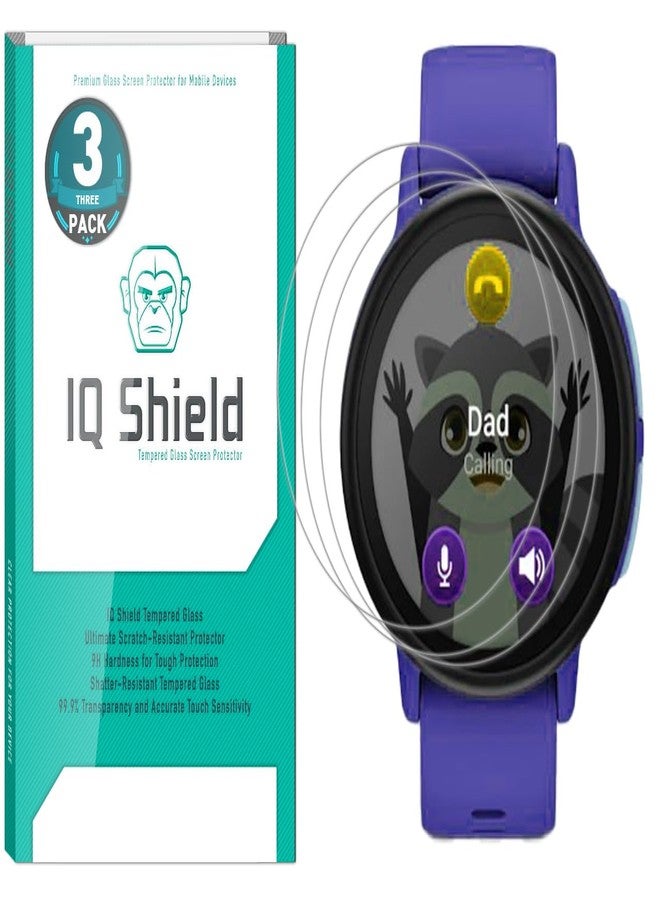 IQShield 3 Pack for Garmin Bounce 2 Kids Smartwatch Screen Protector (Case Friendly) Clear Tempered Glass HD and Transparent Shatter-Proof Shield, Anti-Scratch, Anti-Smudge 99% Touch Accuracy - Image 1