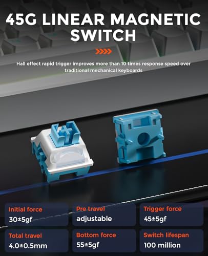 DAREU EK75RT Rapid Trigger Wired Gaming Keyboard, Hall Effect Magnetic Switch Mechanical Keyboard, Adjustable Actuation, 75% TKL with Knob, Magnetic Sensing RGB Backlit, PBT Keycaps for FPS - Image 5