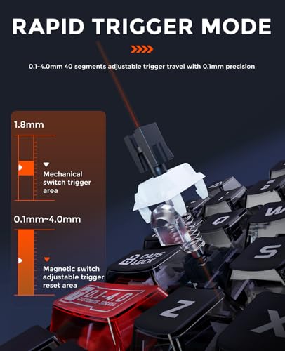 DAREU EK75RT Rapid Trigger Wired Gaming Keyboard, Hall Effect Magnetic Switch Mechanical Keyboard, Adjustable Actuation, 75% TKL with Knob, Magnetic Sensing RGB Backlit, PBT Keycaps for FPS - Image 4