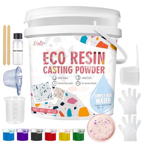 Limino Eco Resin Casting Powder - 1400g Ceramic Resin Powders Kit with 6pcs Pigments, Fast Curing, Easy to Demold, Water Mixed Activated - Toxic-Free, Odorless - Plaster Casting Kit for DIY Home Art Crafts - Image 1