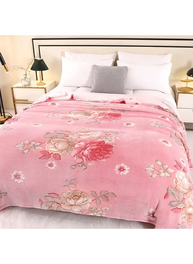 Rose Color Floral Fleece Blanket 47 24inch X 78 74inch All Seasons Cozy Warm - Image 2