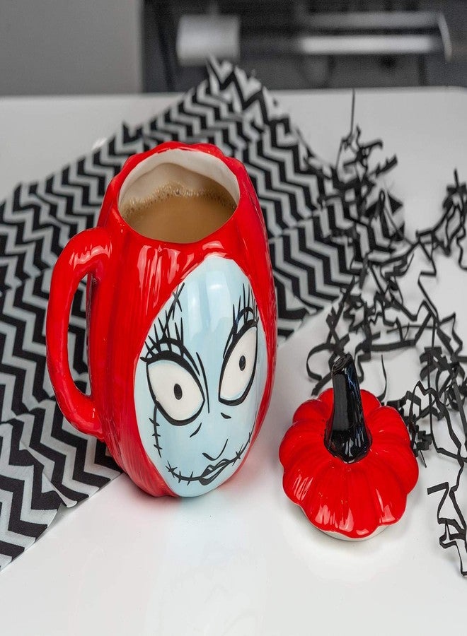 Seven20 Nightmare Before Christmas Sally Pumpkin-Shaped Sculpted 26 Oz Ceramic Mug With Lid & Handle - Fun Novelty Gift Idea Inspired by Tim Burton’s Creepy Stop-Motion Animated Musical Fantasy Film - Image 5