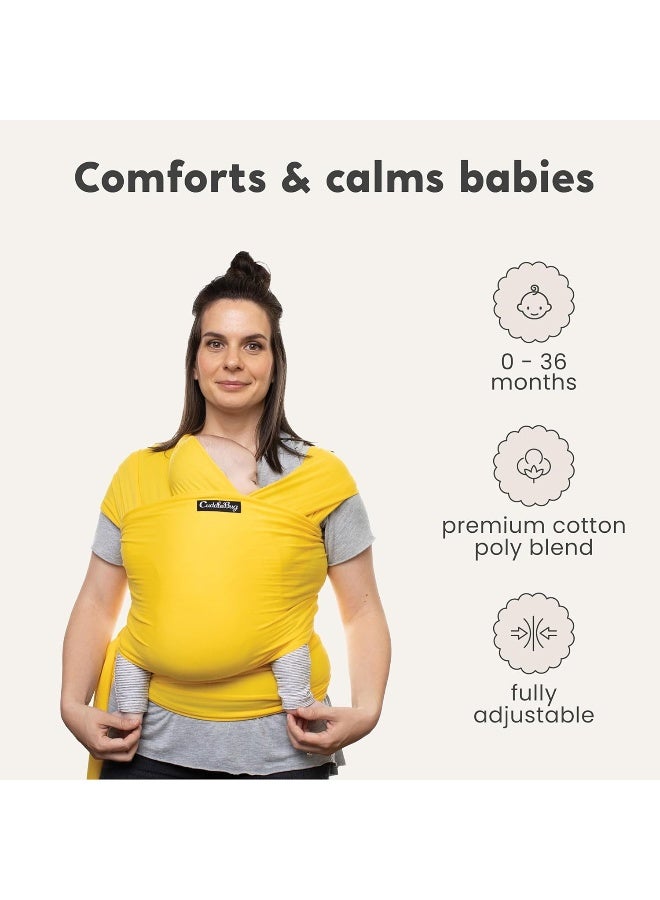 Cuddle Bug CuddleBug 9-in-1 Baby Wrap Sling + Carrier - Newborns & Toddlers up to 36 lbs - Hands Free - Gentle, Stretch Fabric - Ideal for Baby Showers - One Size Fits All (Yellow) - Image 2