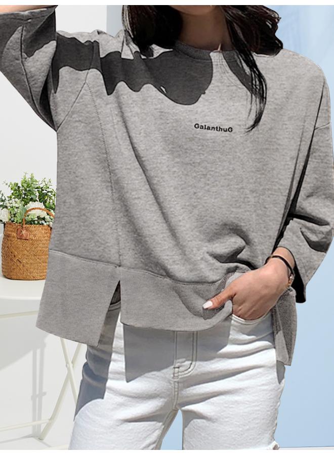 Hot Explosions New Loose Round Neck Women's Long Sleeve Top Women's Fashion Short Sweater Women