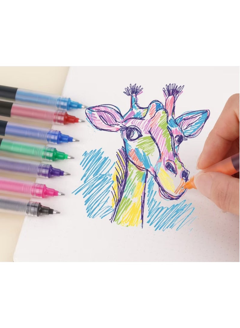 8 قطع من أقلام الحبر السائل الدوارة، طرف إبرة 0.1 ملم، حبر يجف سريعًا، أقلام ذات كرات دوارة، 8 ألوان - Image 3