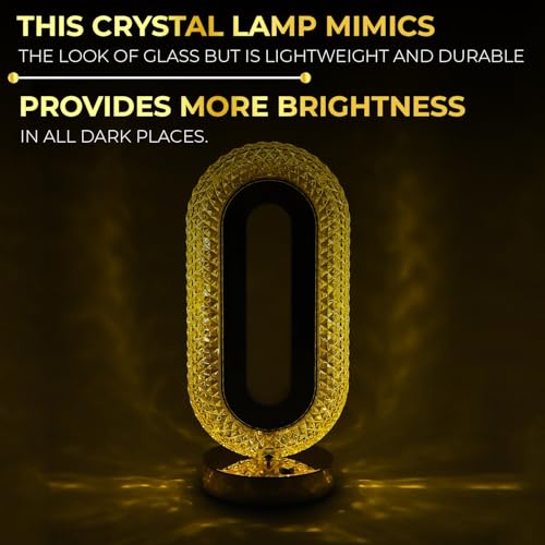 Lexton Crystal Lamp with Touch Control LED Light | Color Changing, Adjustable Brightness, USB Charging, Portable, Night Desk Lamp for Bedroom, Living Room, Study, Decoration, GIF | (Pack of 1) - Image 5