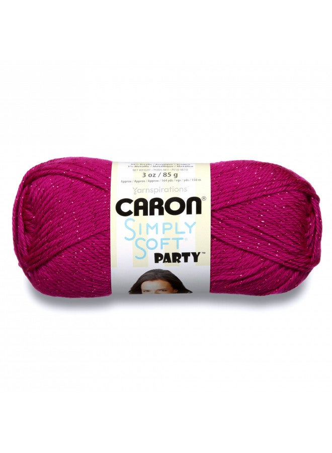 Caron Simply Soft Party Yarn, 3 oz, Medium Worsted 4 Gauge, - Fuchsia - For Crochet, Knitting & Crafting - Image 1