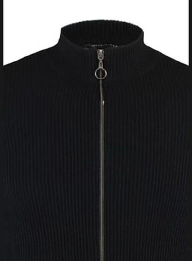 trendyol Men's Black Slim Fit Zipper Front Corduroy Cardigan TMNAW20HI0201