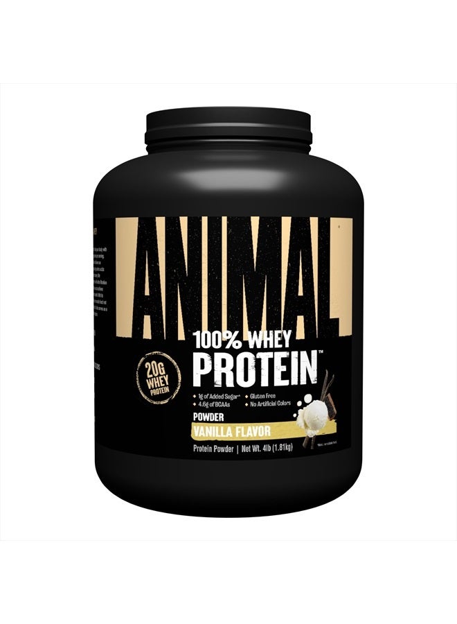 ANIMAL مسحوق بروتين مصل اللبن 100% - مزيج مصل اللبن قبل أو بعد التمرين، للتعافي أو كتعزيز بروتين في أي وقت - سكر منخفض - فانيليا، 4 رطل - Image 1