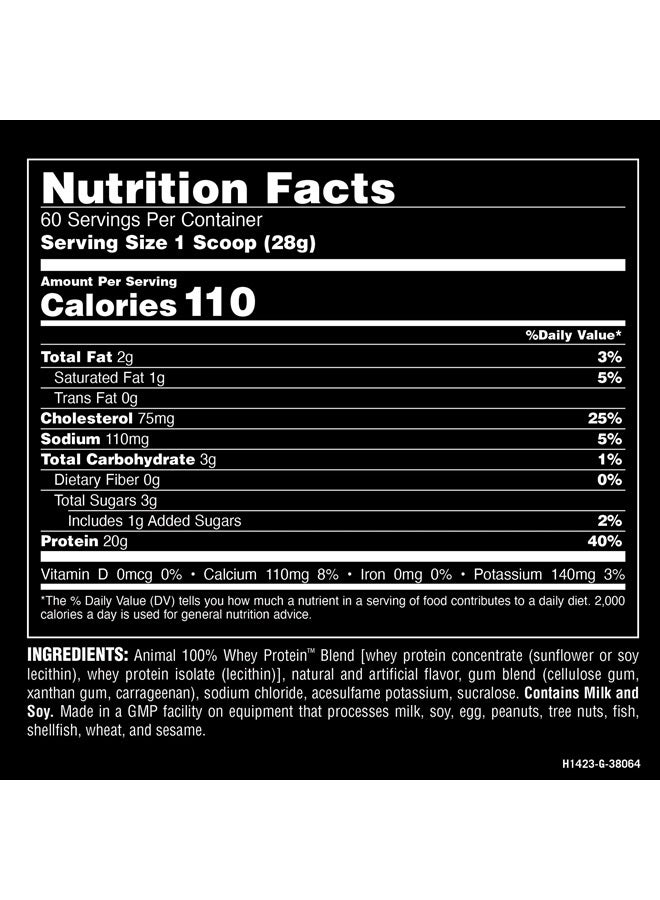 ANIMAL مسحوق بروتين مصل اللبن 100% - مزيج مصل اللبن قبل أو بعد التمرين، للتعافي أو كتعزيز بروتين في أي وقت - سكر منخفض - فانيليا، 4 رطل - Image 2