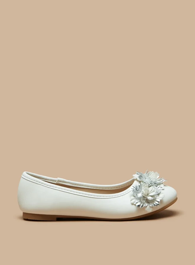 Flora Bella By Shoexpress Girl's Applique Detail Slip-On Round Toe Ballerina Shoes Ramadan Collection