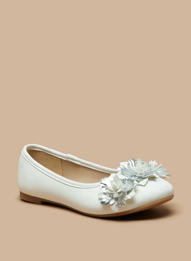 Flora Bella By Shoexpress Girl's Applique Detail Slip-On Round Toe Ballerina Shoes Ramadan Collection