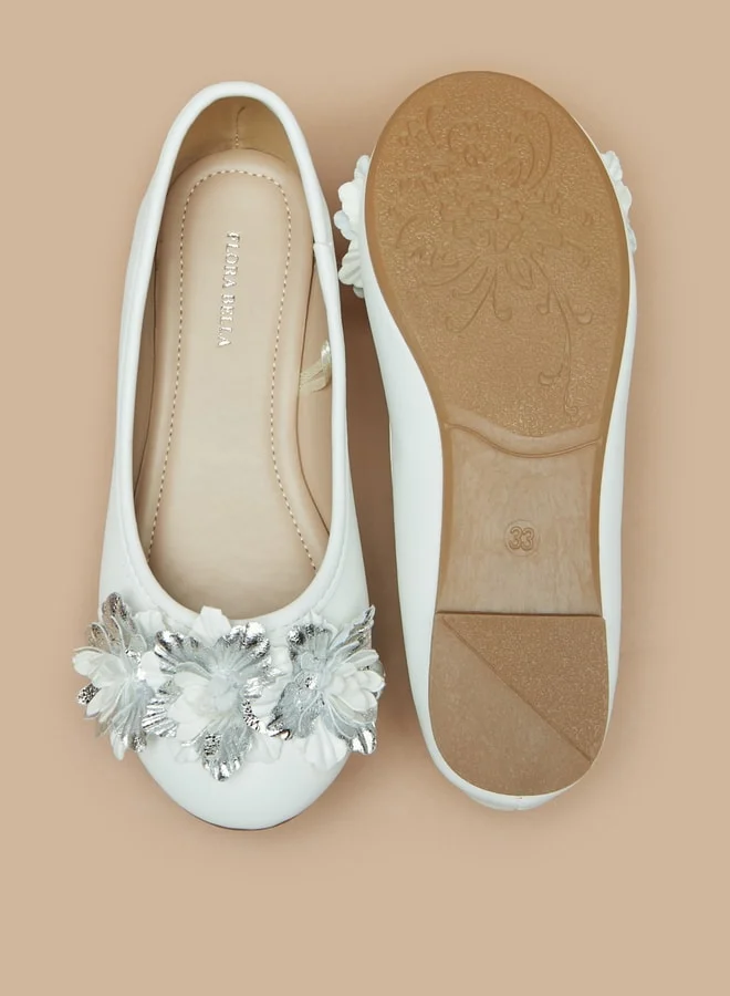 Flora Bella By Shoexpress Girl's Applique Detail Slip-On Round Toe Ballerina Shoes Ramadan Collection