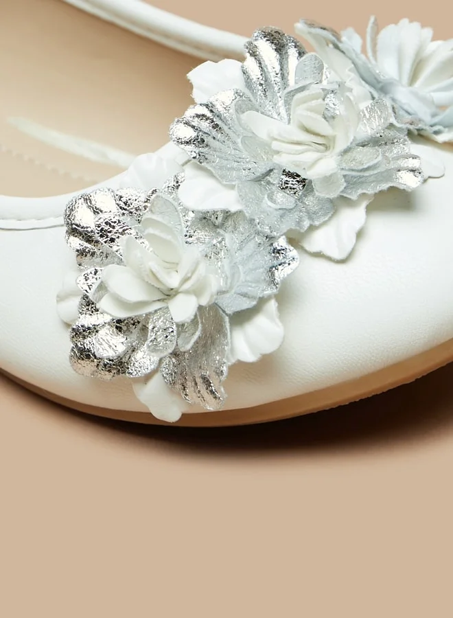 Flora Bella By Shoexpress Girl's Applique Detail Slip-On Round Toe Ballerina Shoes Ramadan Collection