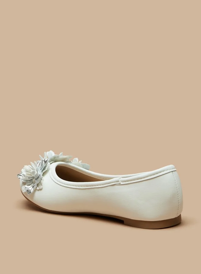 Flora Bella By Shoexpress Girl's Applique Detail Slip-On Round Toe Ballerina Shoes Ramadan Collection