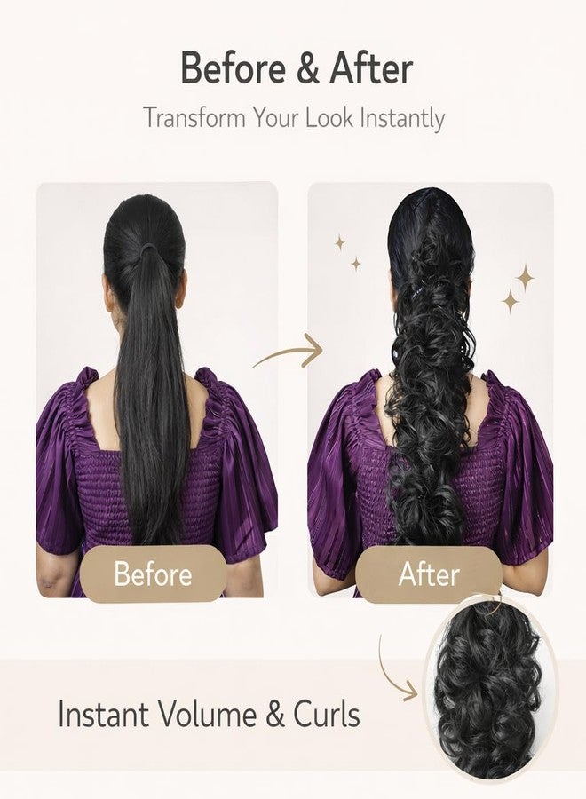 RichCurls Hair Frill Extension for Women - Synthetic Curly Ponytail Hair Extension with Elastic Band, Instant Volume & Length, Natural Look, Easy to Apply, Lightweight Hairpiece - Image 5