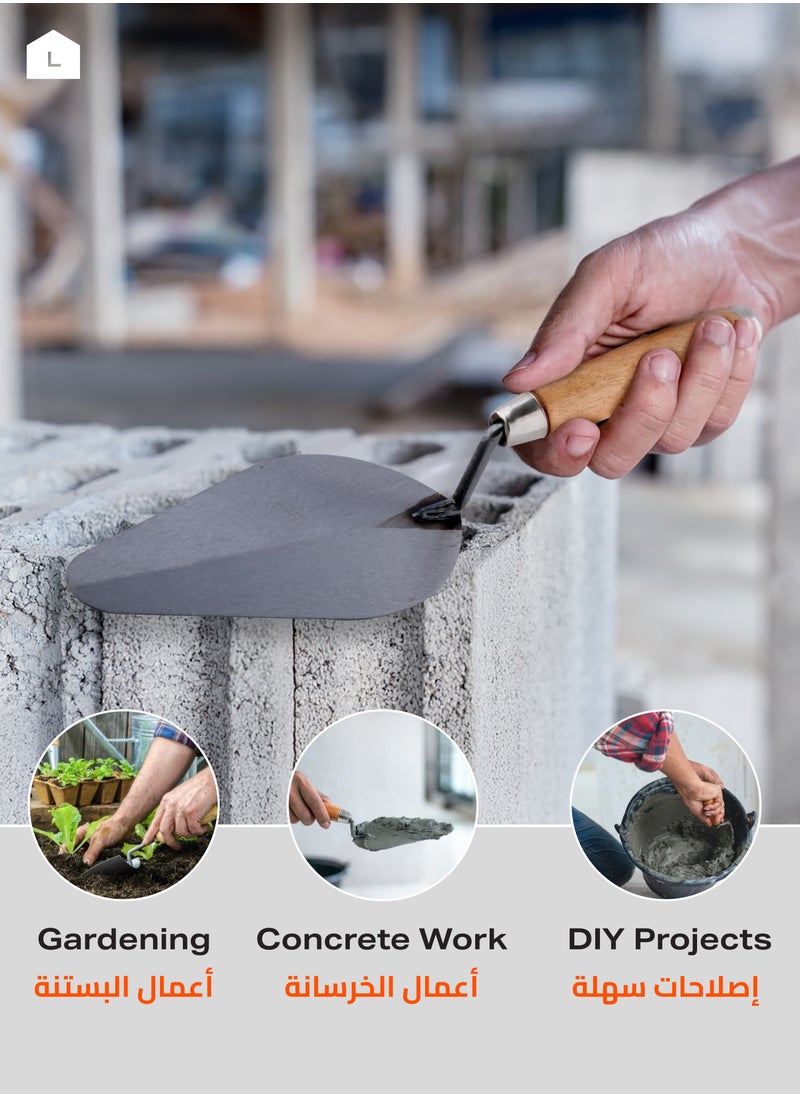 BMB tools - Trowel  – Bricklaying Trowel with Wooden Handle, Durable Cement and Mortar Tool for Professionals, DIY Bricklaying, and Students –  for Precision and Comfort in Construction Projects - Image 1