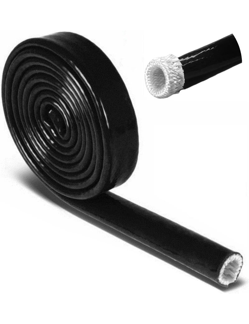 Ummickl 12127mm ID Fire Sleeve Heat Sleeve Heat Shielded Fire Thermo Armor Silicone Coated Fiberglass for Automotive Hose Lines  Electrical Wiring5 feetBlack