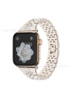 Suitable for apple watchband apple watch8/7/6/SE/Ultra apple Diamond iwatch Metal WatchbandStarlight color + bright starlight connector 42/44/45/49 Starlight color + bright starlight connector 42/44/45/49