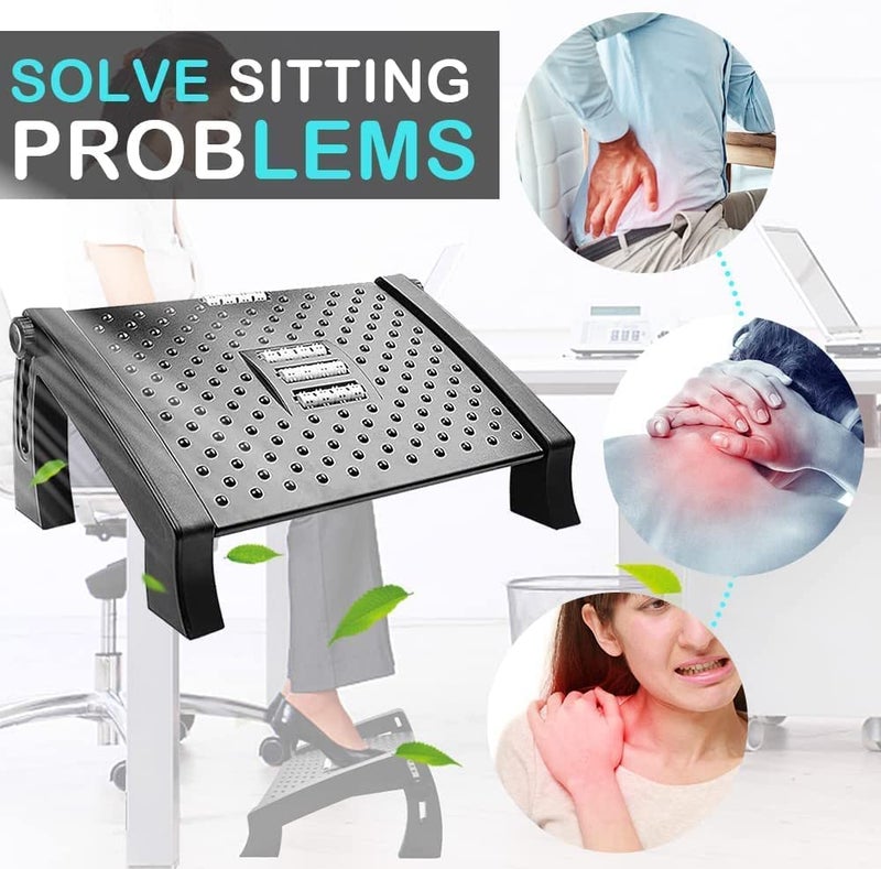 Bhavyam adjustable foot rest under table desk for office chair with Massage Texture and Roller ergonomic footrest for office desk with 6 Heights Leg Resting Stool for Home Office Table and Sofa1 pcs - Image 4