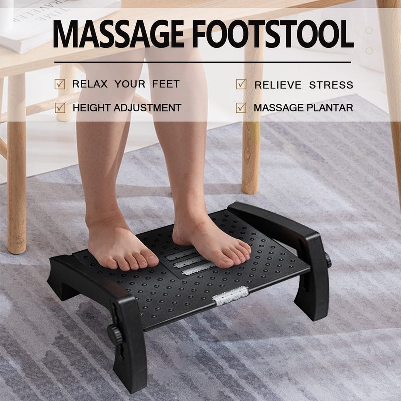 Bhavyam adjustable foot rest under table desk for office chair with Massage Texture and Roller ergonomic footrest for office desk with 6 Heights Leg Resting Stool for Home Office Table and Sofa1 pcs - Image 2