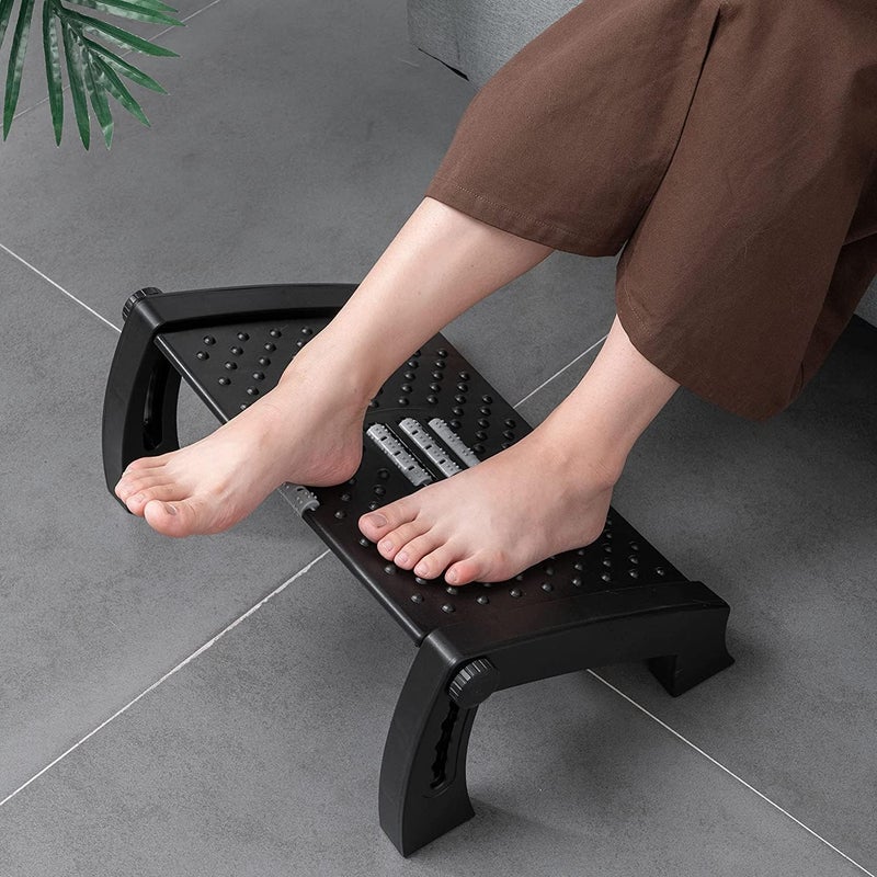 Bhavyam adjustable foot rest under table desk for office chair with Massage Texture and Roller ergonomic footrest for office desk with 6 Heights Leg Resting Stool for Home Office Table and Sofa1 pcs - Image 3