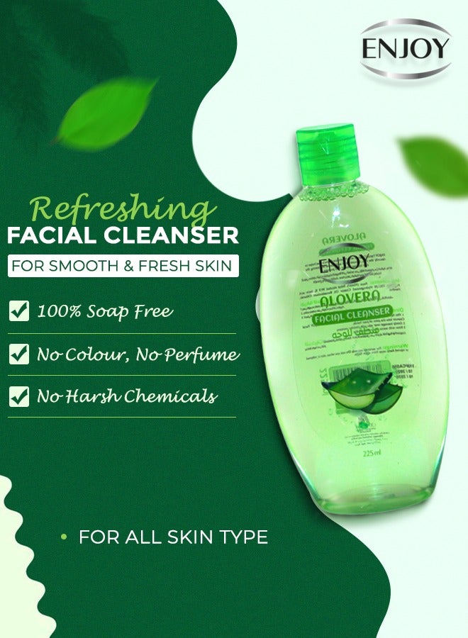 إنجوي ENJOY غسول الوجه بالصبار 225 مل – تنظيف عميق وترطيب | يزيل الأوساخ والزيوت والمكياج | مهدئ ومضاد للبكتيريا - Image 3