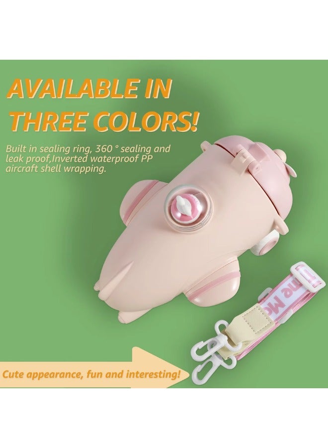 Twisoo Twisoo Plane Shape Kids Water Bottle with Straw - 500ml, Cute Reusable Drinking Bottle, Leak-Resistant, BPA-Free, Wide Mouth, with Strap and Stickers ( Orange ) - Image 5