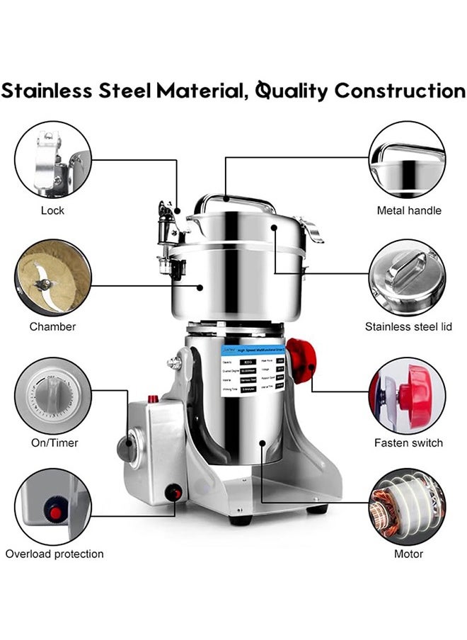 Arabest 3000W Electric Grain Grinder,304 Stainless Steel Powder Grinder,Ultra-Fine Grinding Technology, 30s Speedy Grinding with Overload Protection&5min Timer,Wheat Dry Food Coffee Grinder Machine,36000RPM,Can Grind Coffee Beans and Grains, Suitable for Home/Restaurant/Hotel(800g)  - Image 3