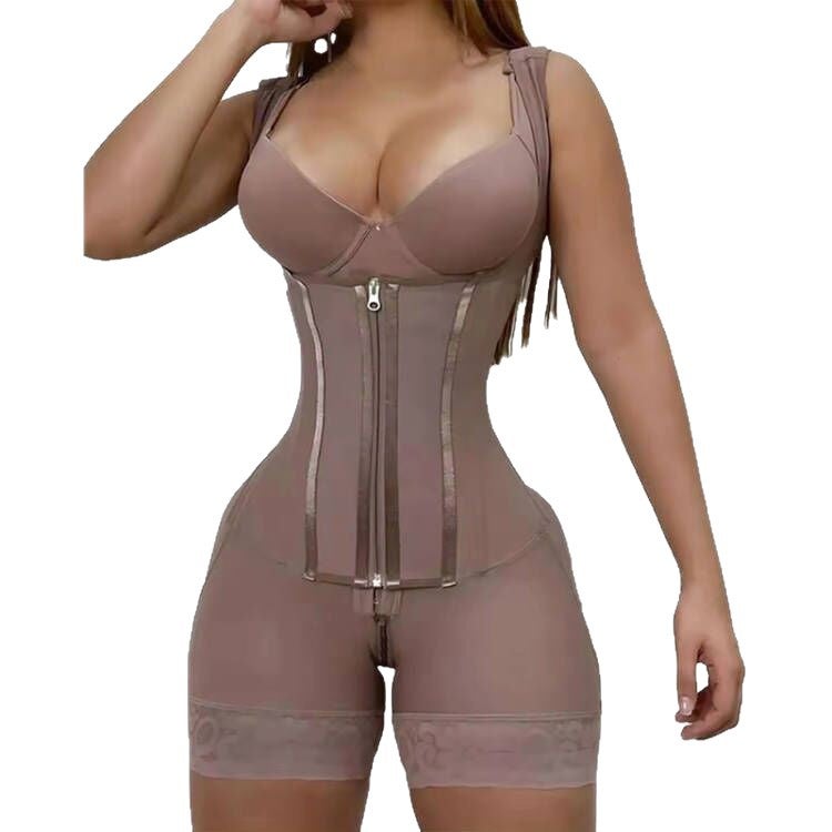 Plus Size Waist Shaping Tunic Thin Shoulder Strap Buckle Zipper Tight Waist Tight Body Shaping Tunic - Image 5