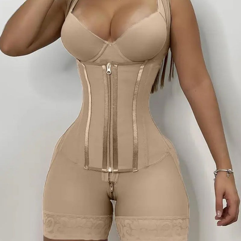 Plus Size Waist Shaping Tunic Thin Shoulder Strap Buckle Zipper Tight Waist Tight Body Shaping Tunic - Image 4