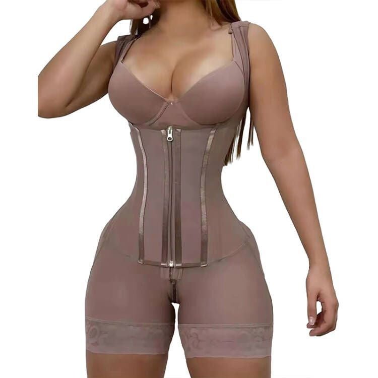 Plus Size Waist Shaping Tunic Thin Shoulder Strap Buckle Zipper Tight Waist Tight Body Shaping Tunic - Image 2