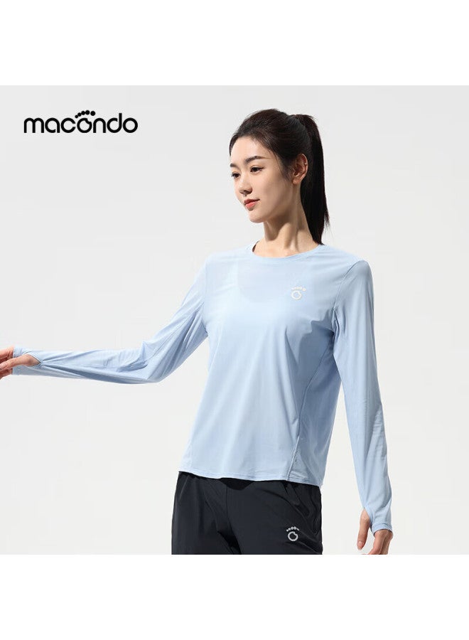 Macondo Original Single Item | Sun Protection Face Mask-feel Long Sleeve Running Sports Antibacterial Training Pullover Shirt, Blue Light-up Women's XL - Image 3