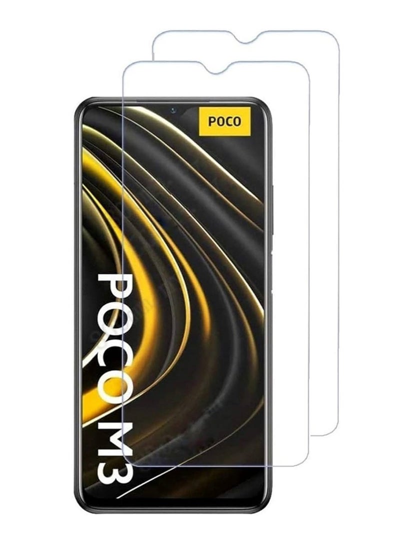 Super حماية شاشة زجاجية مقساة 2 قطعة شفافة مصممة لهاتف Xiaomi Poco M3 تغطية كاملة للشاشة وخالية من الفقاعات - Image 1