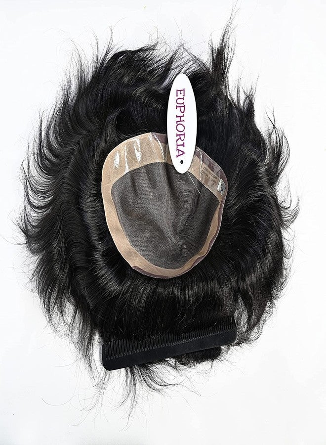 EUPHORIA® 8x6 Original FINE R MONO Hair Patch for Men 100% Natural Brown Human Hair Wig Install with Hair Toupee Tape, Clips or Glue - Image 4